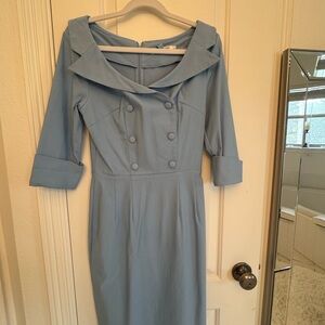 Chic Long Sleeve Blue Dress